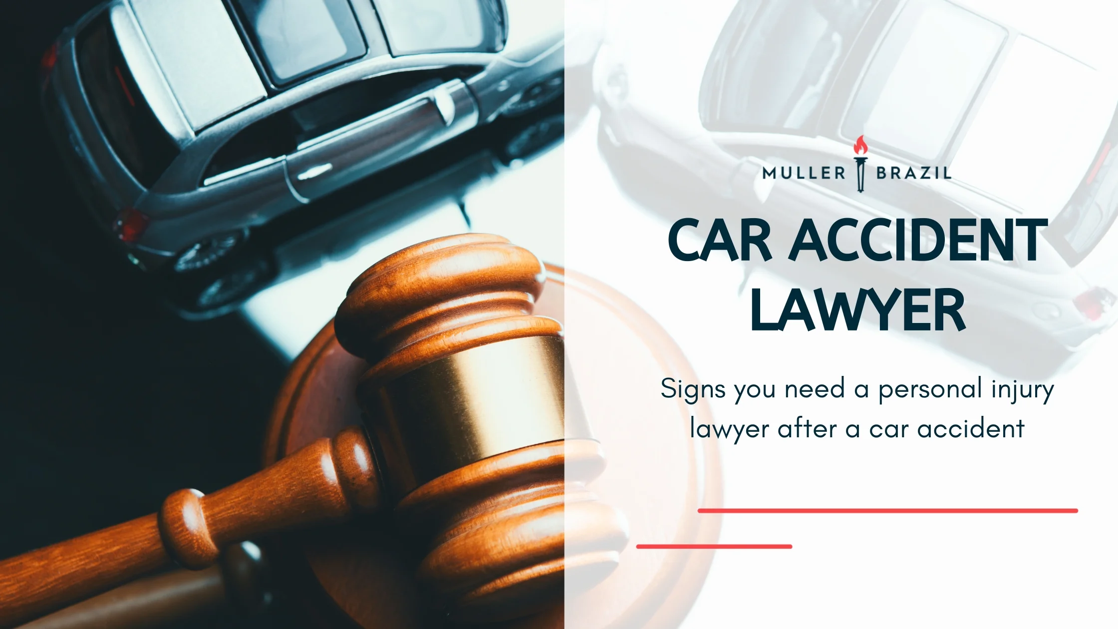 Blog featured image of a brown gavel beside two cars and a caption that says “Car Accident Lawyer