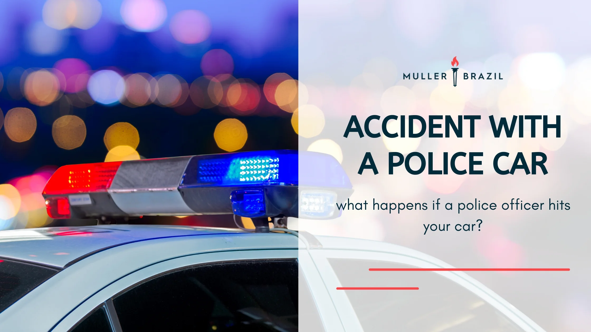 Blog featured image of two black car collision and a caption that says “Accident With a Police Car