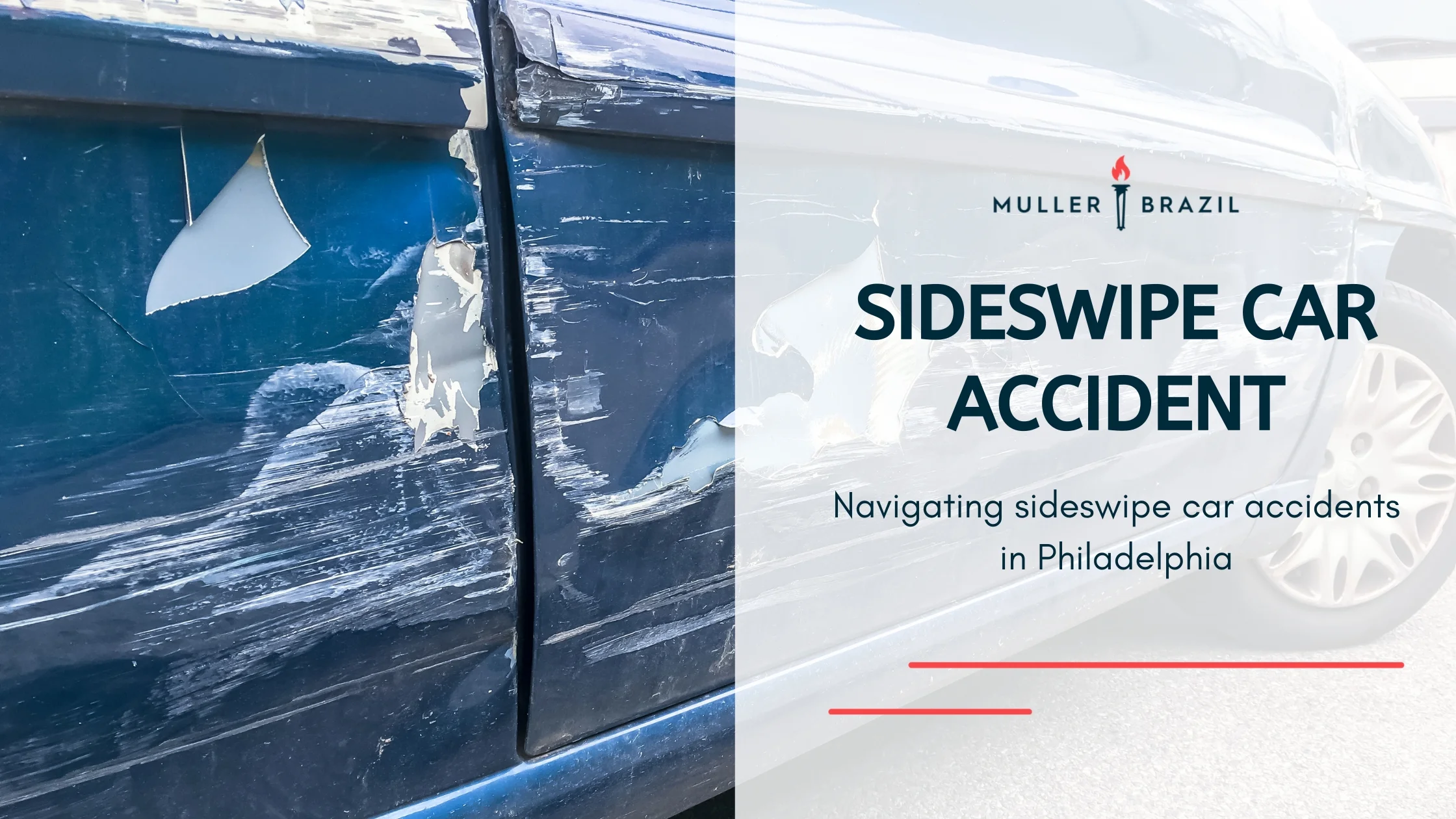 Blog featured image of a black car with scratches and dents on it and a caption that says “Sideswipe Car Accident
